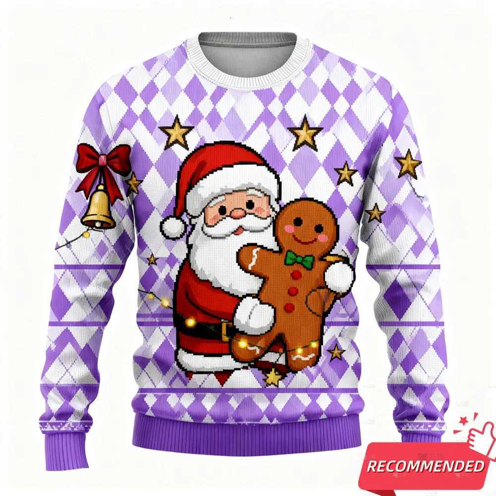 New Funny Snowman Graphic Ugly Christmas Sweater Fashion Gingerbread Man Sweatshirts For Women Clothes Xmas Boy Kids PulloversXJ251022