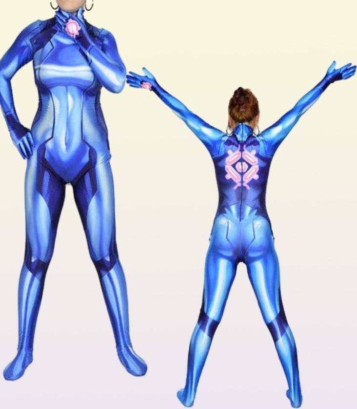 Newest Samus Aran Cosplay Costumes Female Woman Girls Catsuit Zero Suit Game Costume Zentai Adults Kids Bodysuit Y09138572653