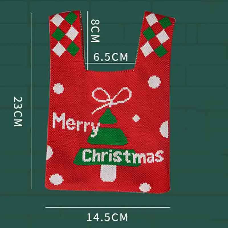 14PCS Christmas Creativity Knitted Gift Packaging Bag Christmas Eve Bag Candy Gift Portable Holiday Handheld Canvas BagW251021