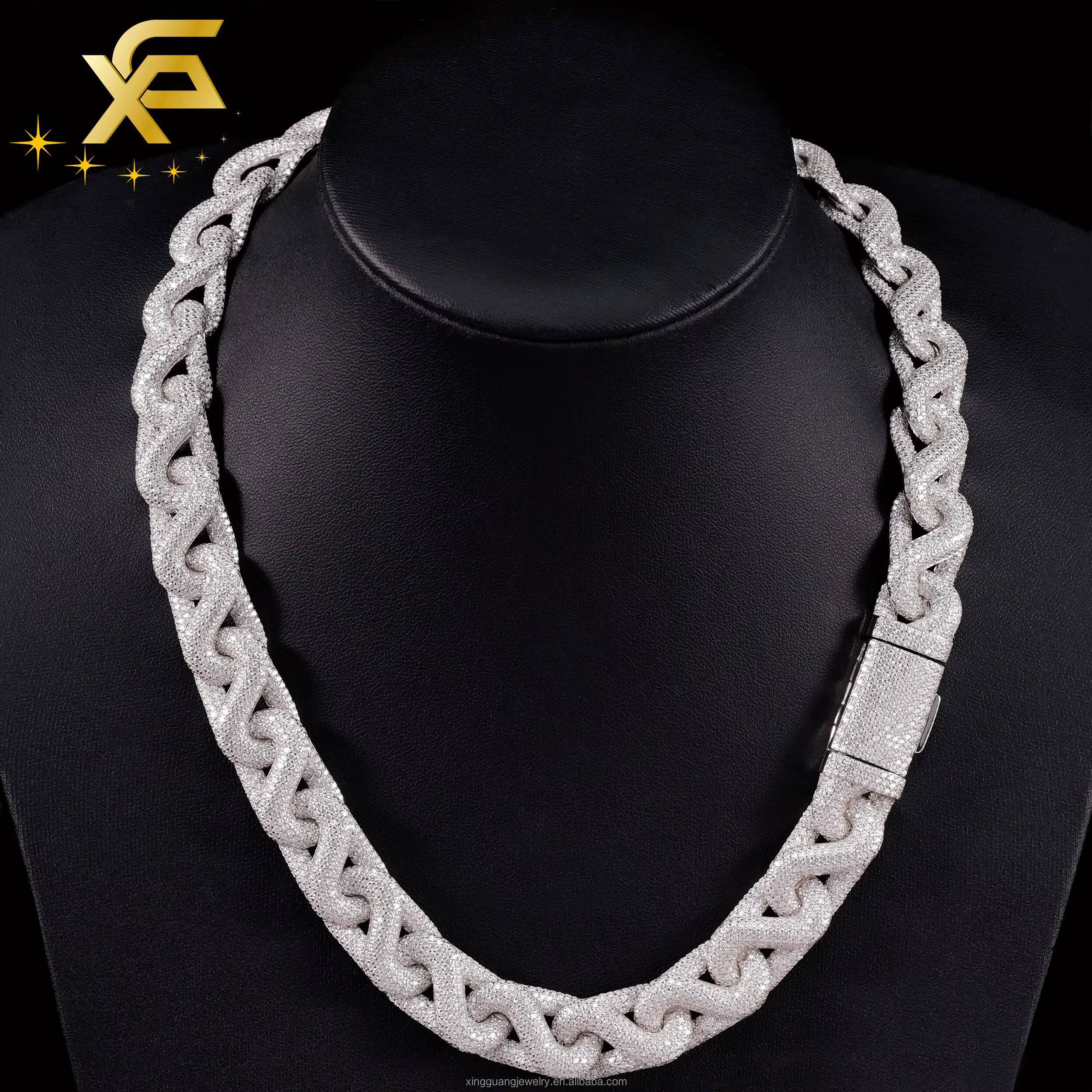 Customized Trend 15mm Infinite Cuban Chain S925 Silver With Iced Out Vvs Moissanite Infinite Cuban Lidynamic for Mens Hip Hop Lidynamic Jewelry