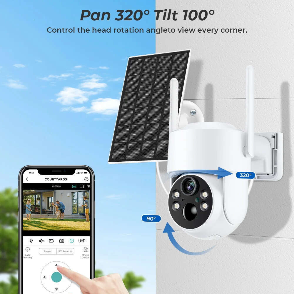 icsee Surveillance Solar Camera Outdoor Waterproof Home Wireless Network WiFi HD Smart Monitor