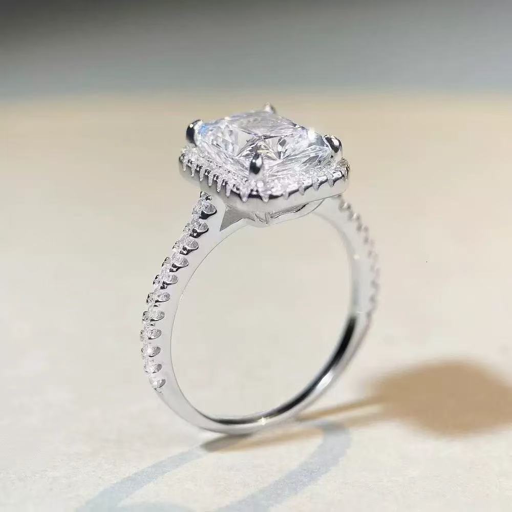 Classic Design Emerald Cut Yellow Canary Gold Moissanite Engagement Ring 10K Solid Gold