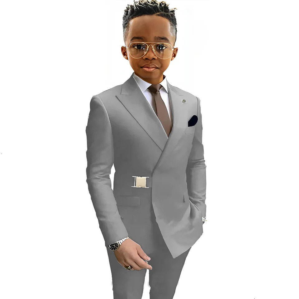 Boy Suits Wedding Kids Tuxedos 2 Pieces Formal Blazer Peaked Lapel Double Breasted Prom Suits JacketPants 251021