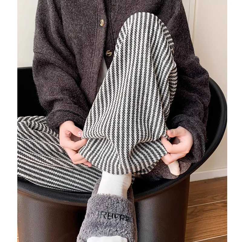 Lady Chic Retro High Waist Pants Female Patchwork Striped Baggy Trousers Women Korean Comfortable Straight Leg Daily PantsT251022