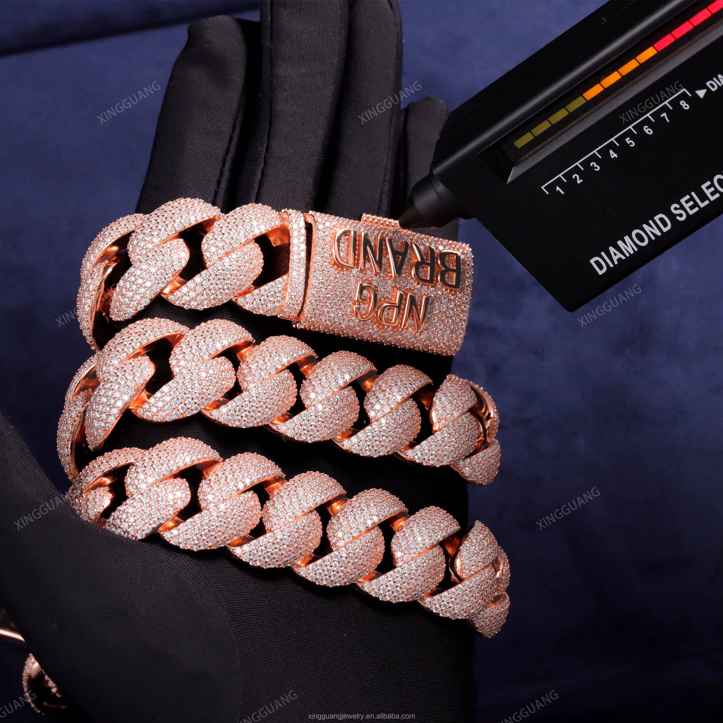 XG 22mm Iced Out Curved Cuban Chain Pass Diamond Tester Cuban Lidynamic Chain for Men Silver Fine Jewelry Necklaces Moissanite Chains