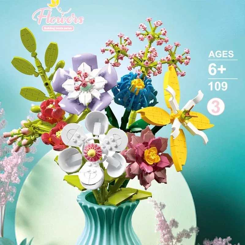 HUIQIBAO Flower Bouquet Building Blocks Kit DIY Everlasting Flower Romantic Bricks DIY Kids Toys for Girls Friends Adult Gift J251022