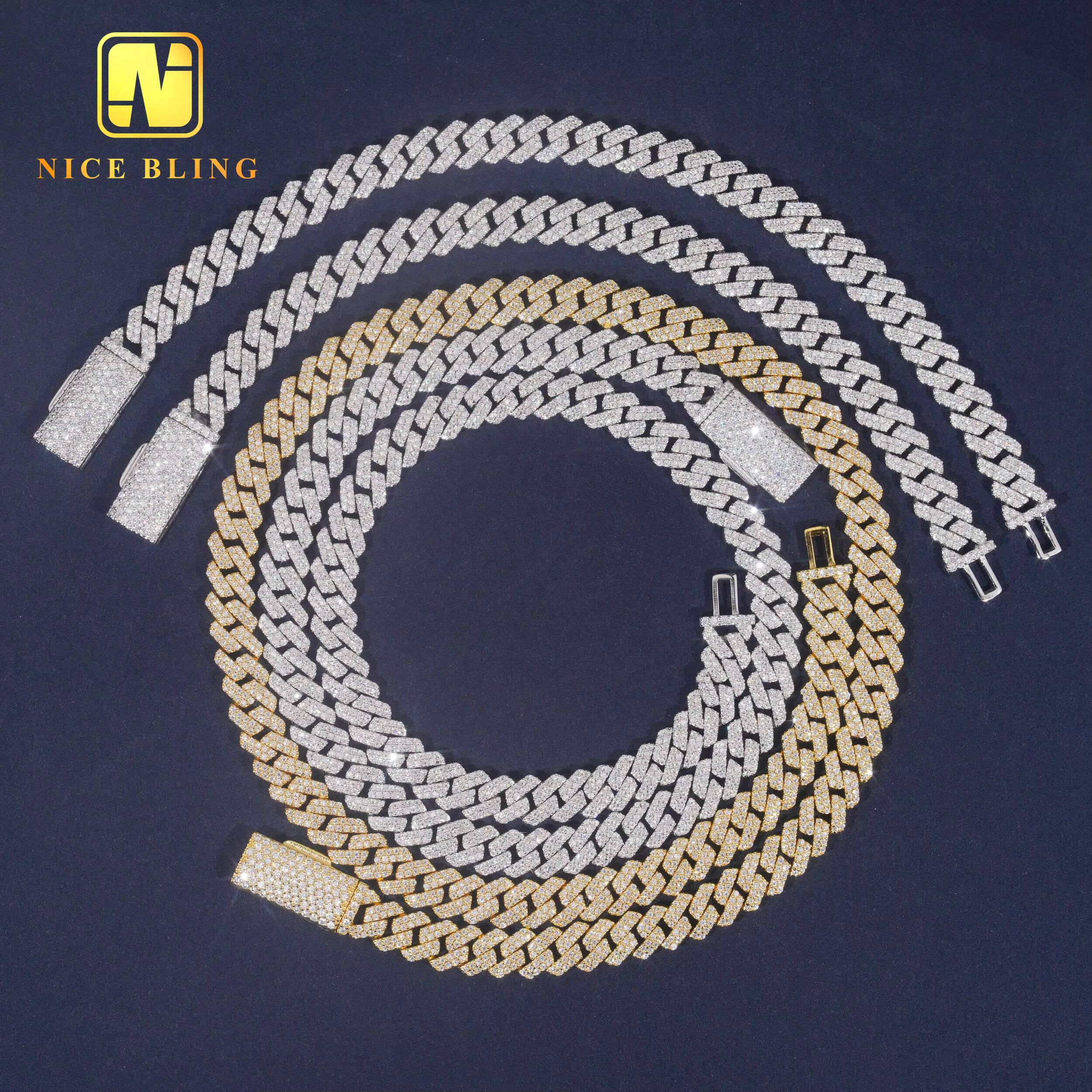8mm Hip Hop Custom Jewelry Moissanite Necklace 925 Sterling Sliver Diamond Iced Out Cuban Link Chain Necklace Bracelet