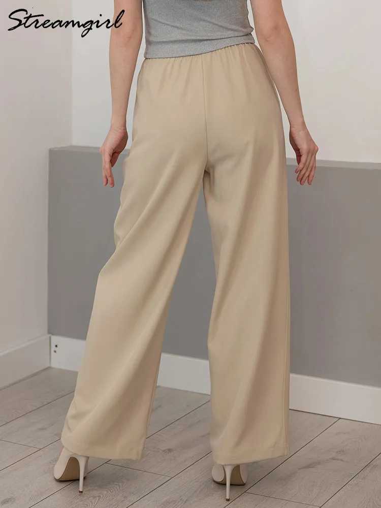 Women Wide Leg Pants Formal Gray Long Office Wear Pants Ladies Spring Straight Leg Black Work Trousers For Women Office SummerT251022