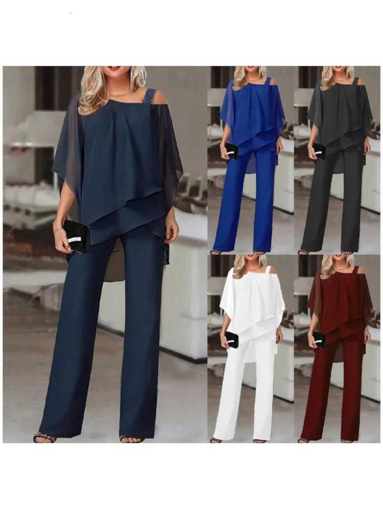 Fashion Solid Color Loose Casual Dolman Sleeve Irregular Suit Two Piece Set WomenT251022