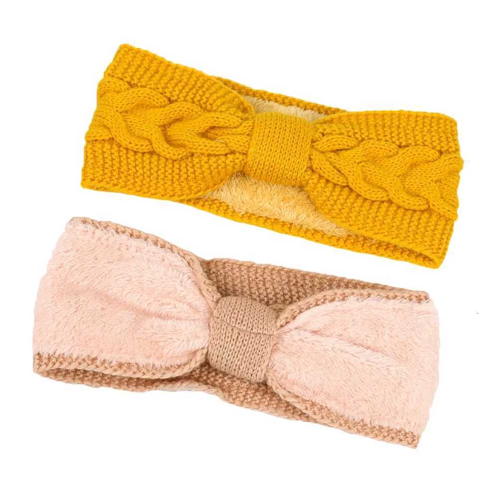 Autumn Winter Plush Wool Knitting Cross Knot Headband For Women Elastic Sports Hair Bands Ear Warmers Female Head Cover Turban V251022