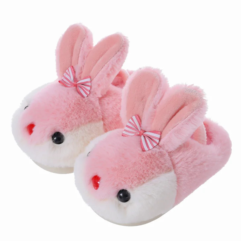 Children Winter Thick Slippers Kids Cottonpadded Shoes Baby Indoor Warm Girls Cute Cartoon Rabbit Animal Slides 251022