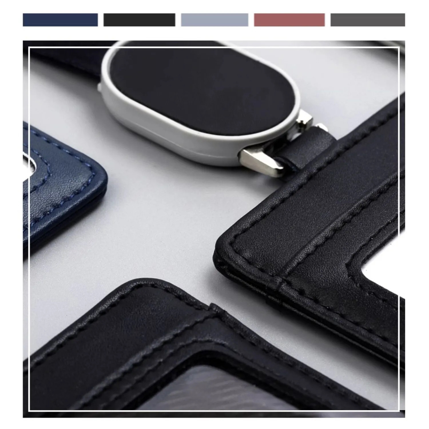 2025 Real Leather Work Card Cases ID Certificate Holder with Retractable Badge Reel Lanyard 251023