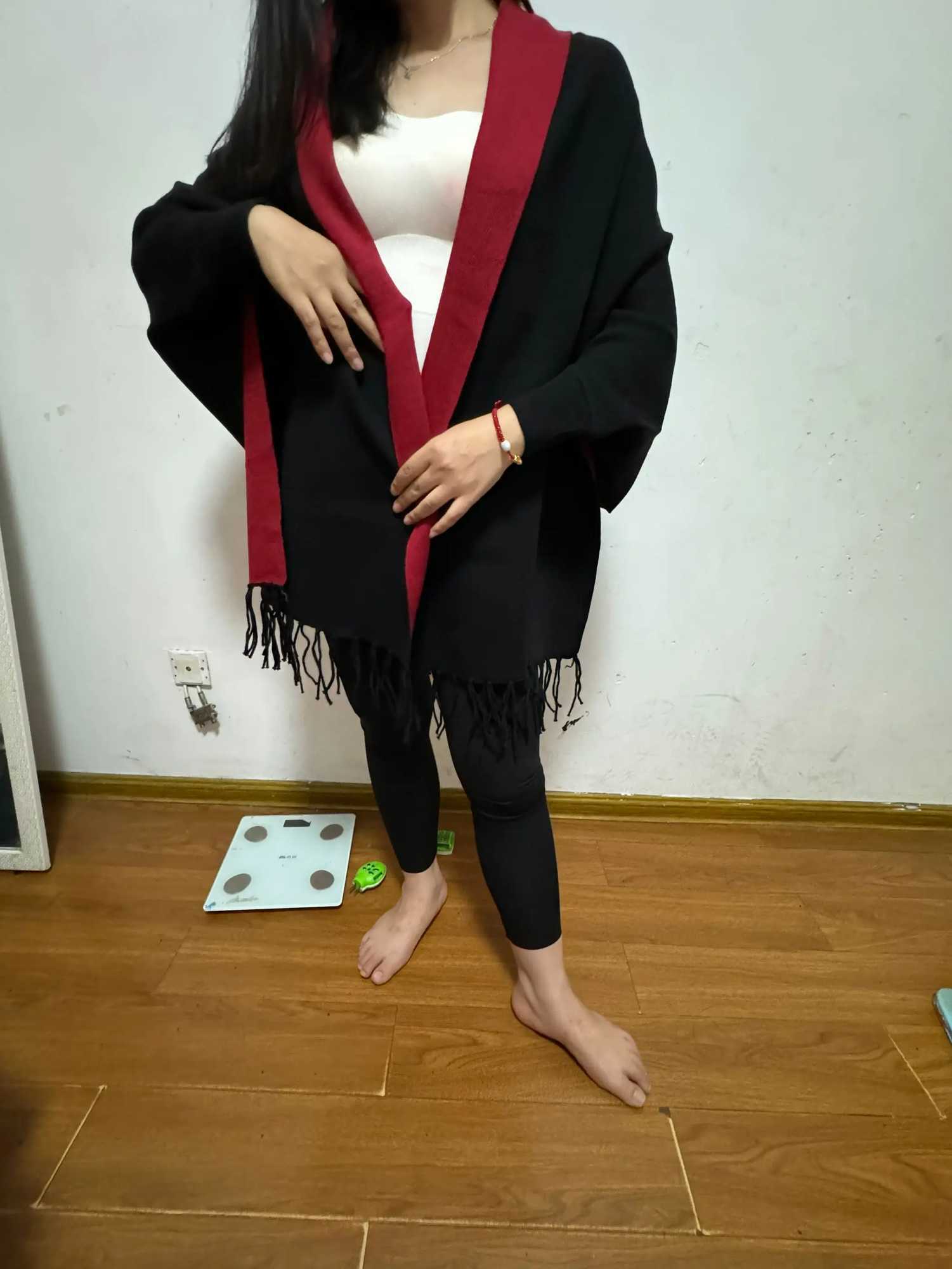 Black Grey Plus Size Out Wear Winter Knitted Poncho Women Solid Design Cloak Female Long Batwing Sleeves Coat Vintage Shawl J251118