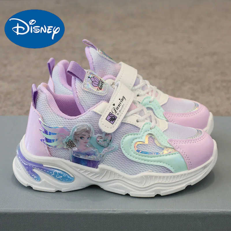Disney Girls Shoes Autumn Mesh Breathable Shoes Frozen PU Leather Girls Sports Purple Pink Princess Elsa Shoes 2637 H251022