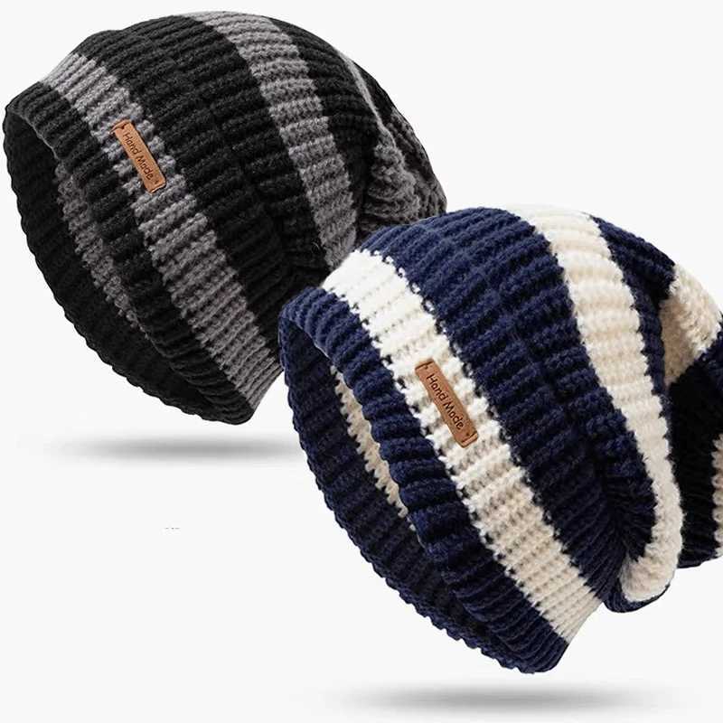 Korean Fashion Striped Knitted Hat Trend Lightweight Hat For Men Women Warm Windproof Autumn Winter Suitable For Outdoor Cycling J251022