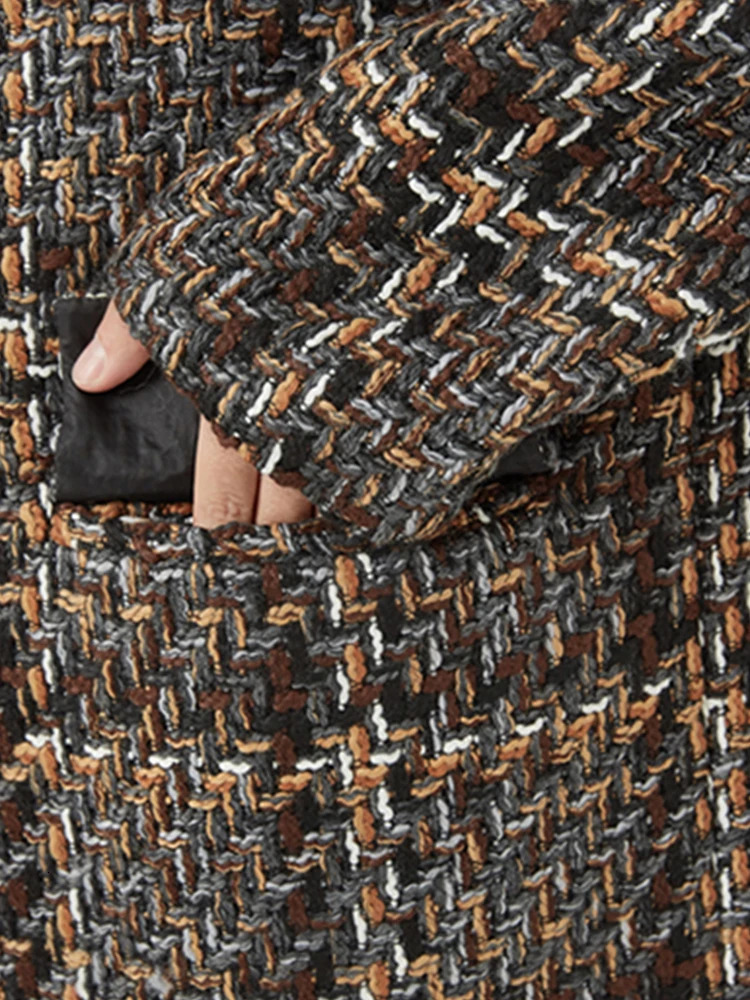 Mauroicardi Autumn Winter Loose Colorful Stylish Warm Tweed Woolen Coat Men Double Breasted Cool Clothes 251017