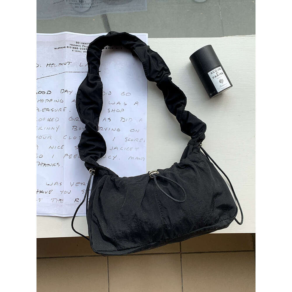 Korean Women's Pleated Trendy Artistic Crossbody Nylon Niche Design Fashion Casual Single Shoulder Small Square Bag B5