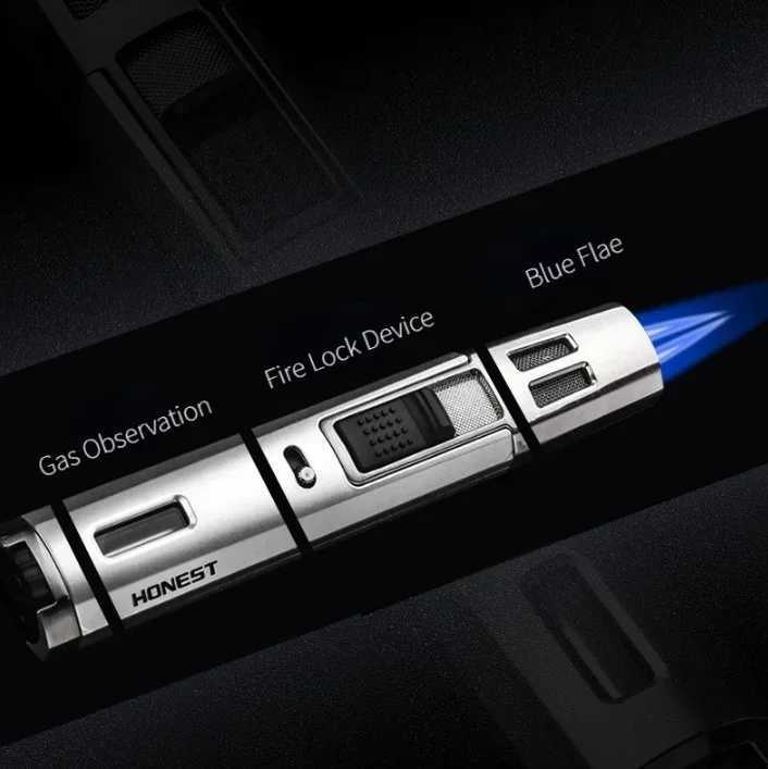 Portable long strip windproof gas lighter butane torch lighter double cross flame creative kitchen lighter metal lighterNO GAS C251022