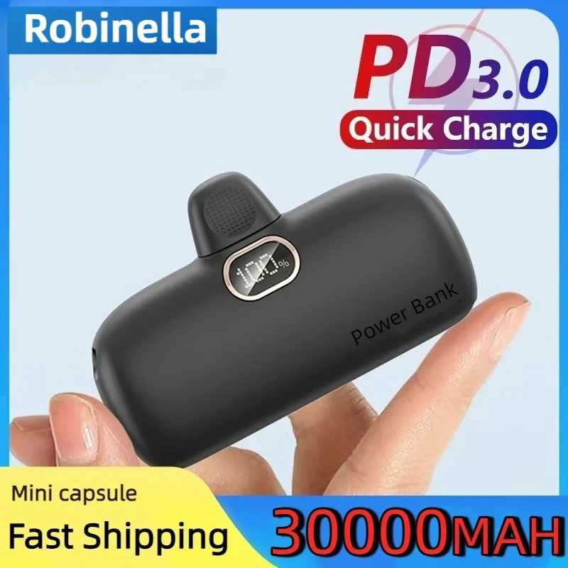 Mini Capsule Wireless Power Bank 30000mAh Mobile Power Supply Emergency External Battery Fast Charger For Typec iPhone J251114