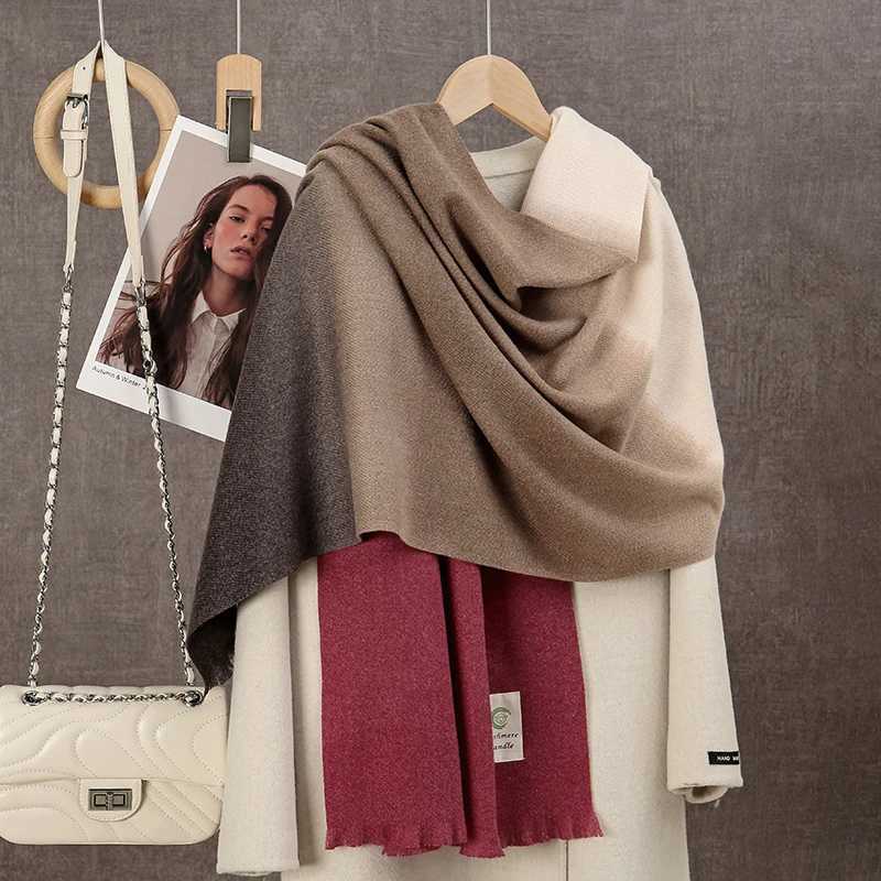 New 2024 Gradient Cashmere Scarf Women Tassel Ombre Shawl Winter Warm Blanket Scarves Thick Neckscarf Female Muffler J251118