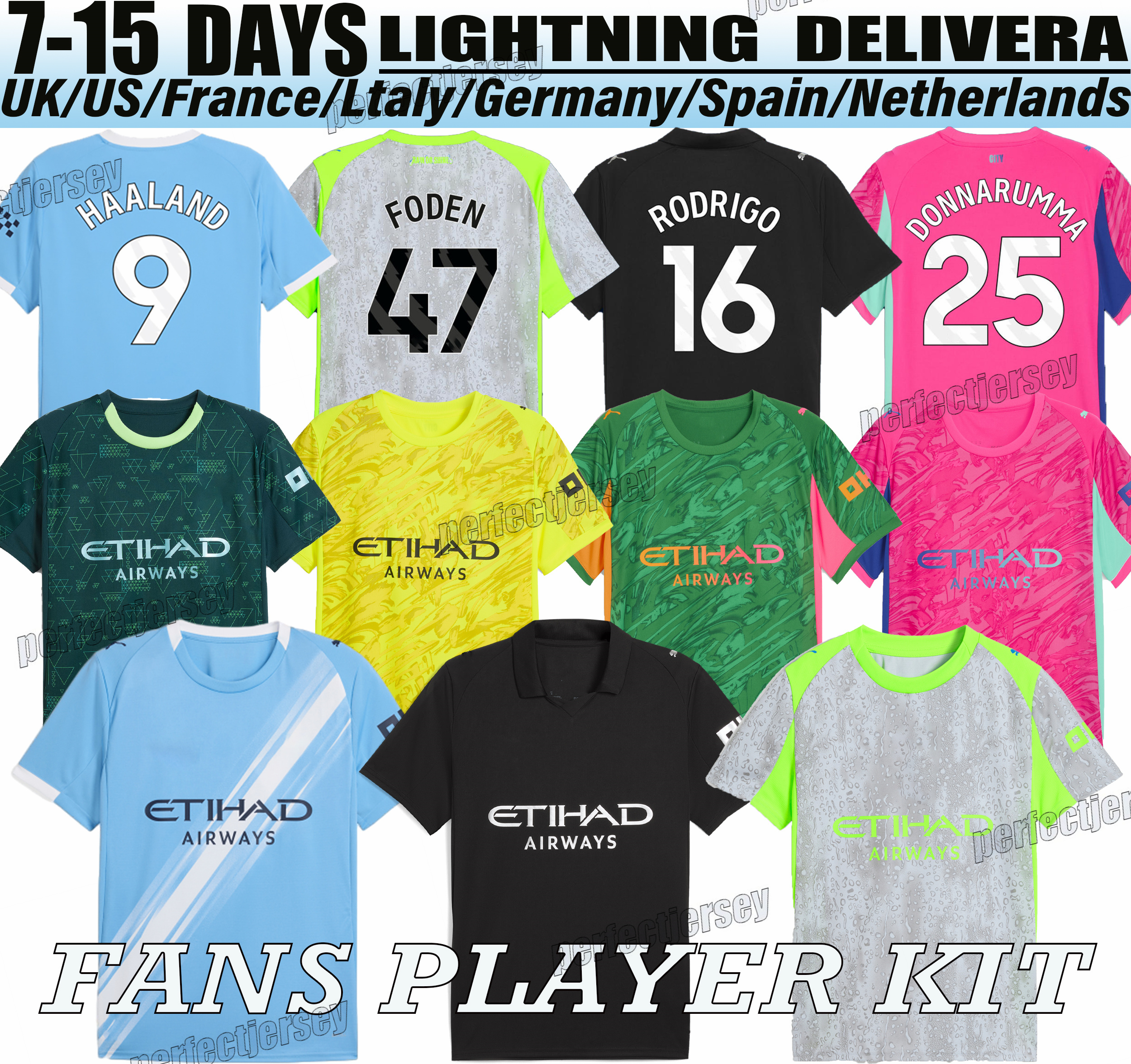 man city 25 26 Soccer Jerseys Cherki Haaland jersey Reijnders Rodrigo Kevin Rayan Cherki Phil Foden Shirt Ait-Nouri Reijnders Donnarumma football Jerseys kids Kits