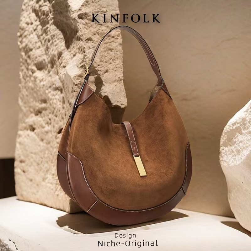 Women's armpit bag suede equestrian design dumpling bag tote bag trendy hit handbag crescent bag