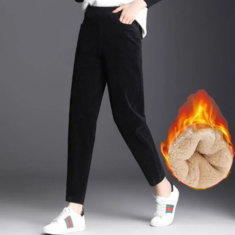 Plush Thick Thin Casual Pants Corduroy Warm Pants Autumn Winter Leggings Harem Pants Trousers High Waist Womens 251022