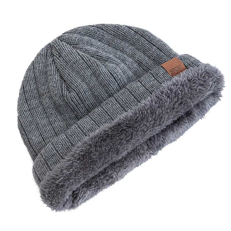Unisex Snow Labal Winter Hats Solid Color Knitted Hats For Men Women Beanie Cap Outdoor Plush Fur Lining Warm Hats J251022