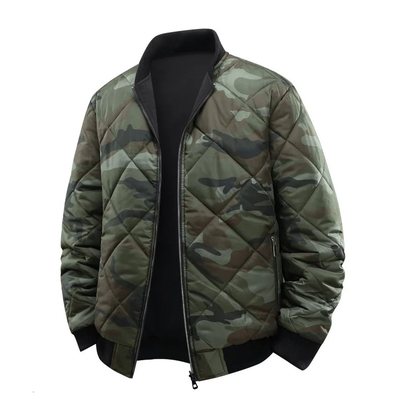 DoubleSided Wear Camouflage Puffer Jakcet Men Autumn Winter Padded Pilot Jackets Mens Baseball Uniform Outerwear Workwear Coat 251020
