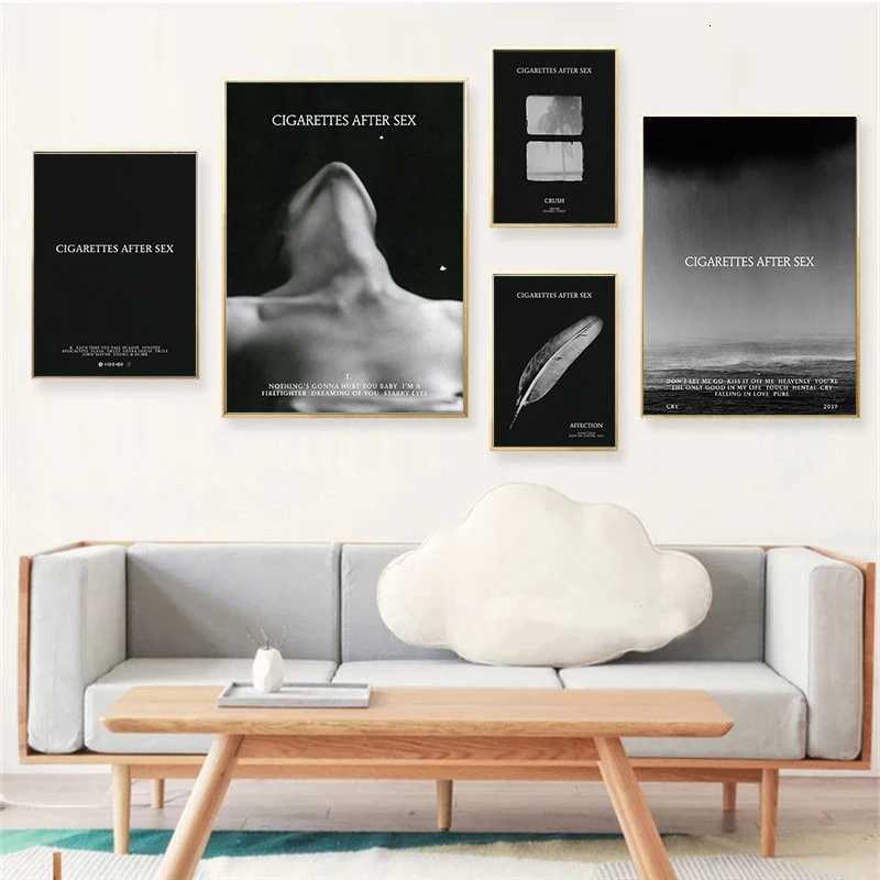 Black Modern Women Cigarettes After Sex Canvas Paintings Posters and Prints Wall Art Pictures for Living Room Decoration Cuadros D251022