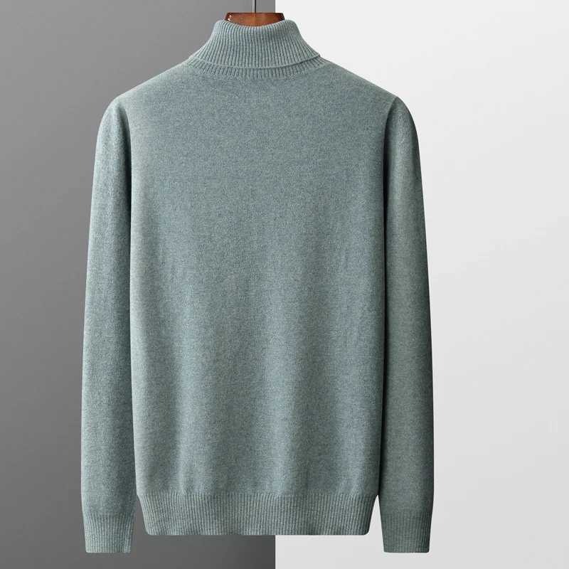 Autumn and winter new 100 merino cashmere sweater mens knitted pullover padded warm neck fashion loose plus size coatXJ251022