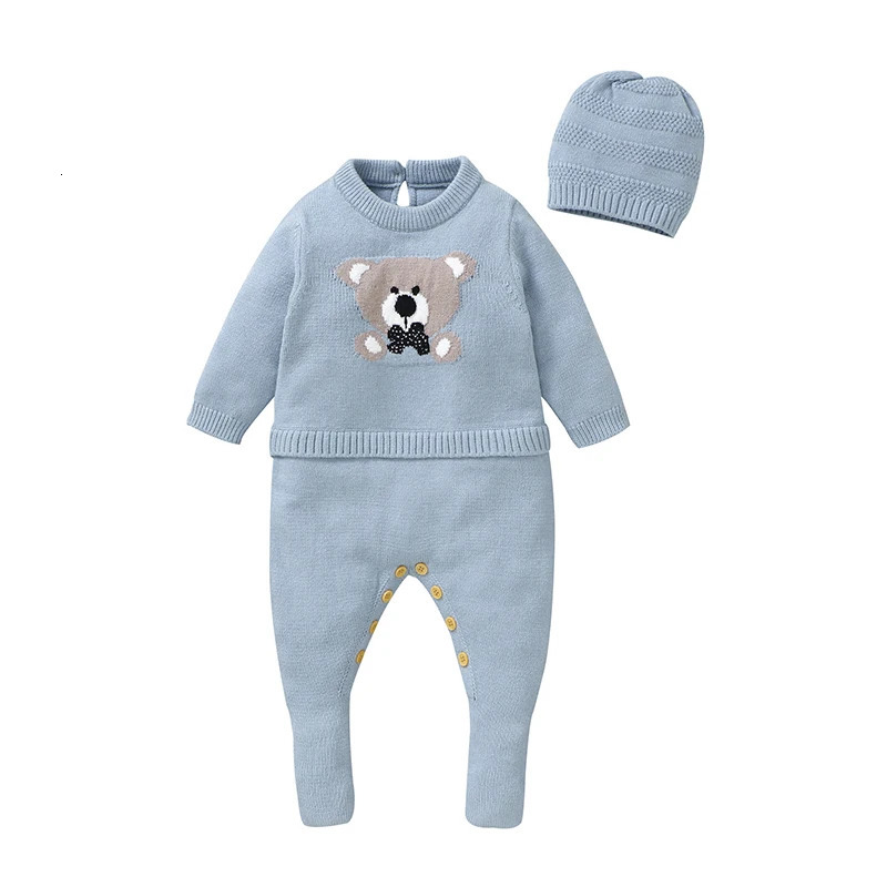Sweet Autumn Winter Long Sleeve Baby Boys Girls Rompers Hat Outfits Soft Knitwear born Infant Bodysuit Jumpsuit Playsuit 251022