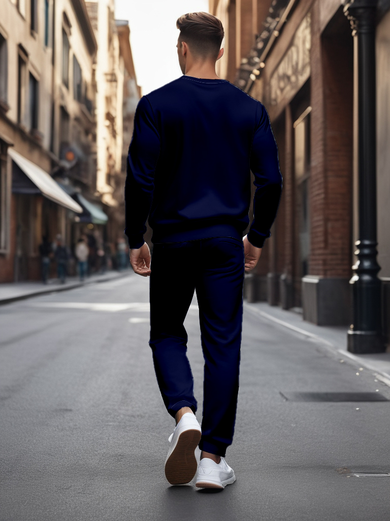 Men's Ankle-Length Knitted Cotton Blend Long Sleeve Sweatshirt Brown round Neck Casual T-Shirt Comfortable Outdoor Wear - YLWY00133