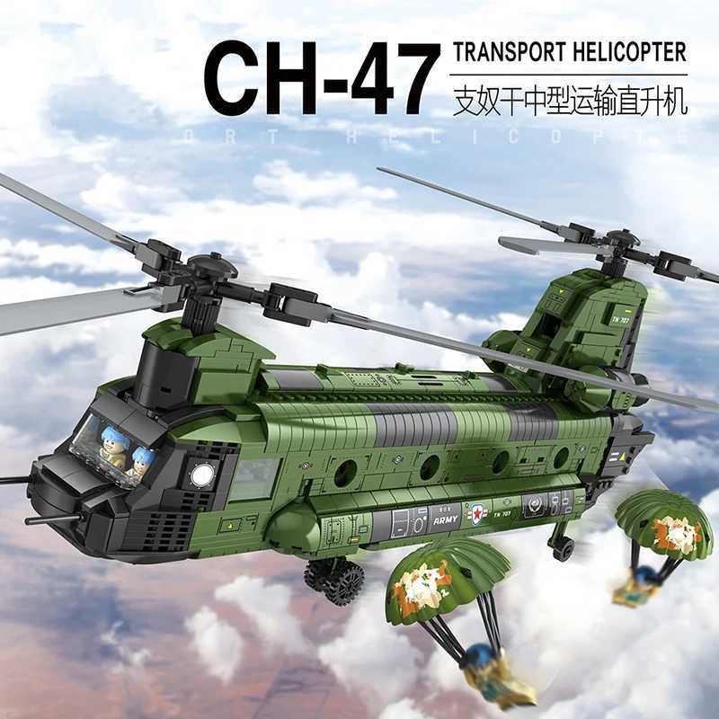 Aircraft Series Chinook Helicopter Building Blocks Model Famous WWII Military Fighter MOC Brick Sets Boys Toys Gift For Children J251022