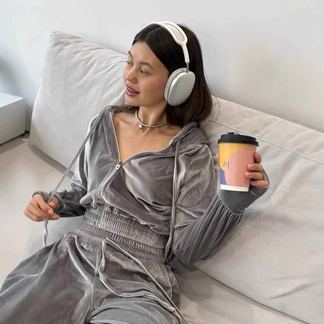 Jogger Two Piece Sets Women Pant Set Tracksuit Y2k Sweatshirts Autumn Winter Sports Elastic Waist Streetwear Pants Matching SetsT251022