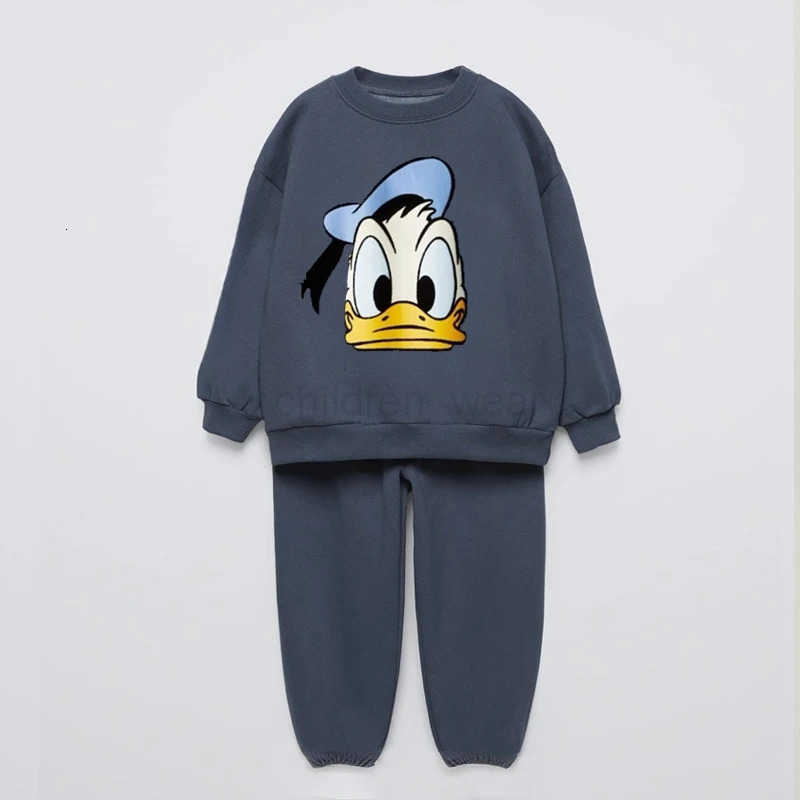 Disney 06Year Kids Long Sleeve Suits Cartoon Sweatshirts Solid Color Versatile Pants Twopiece Outer Wear Child New Trendy Costume H251022