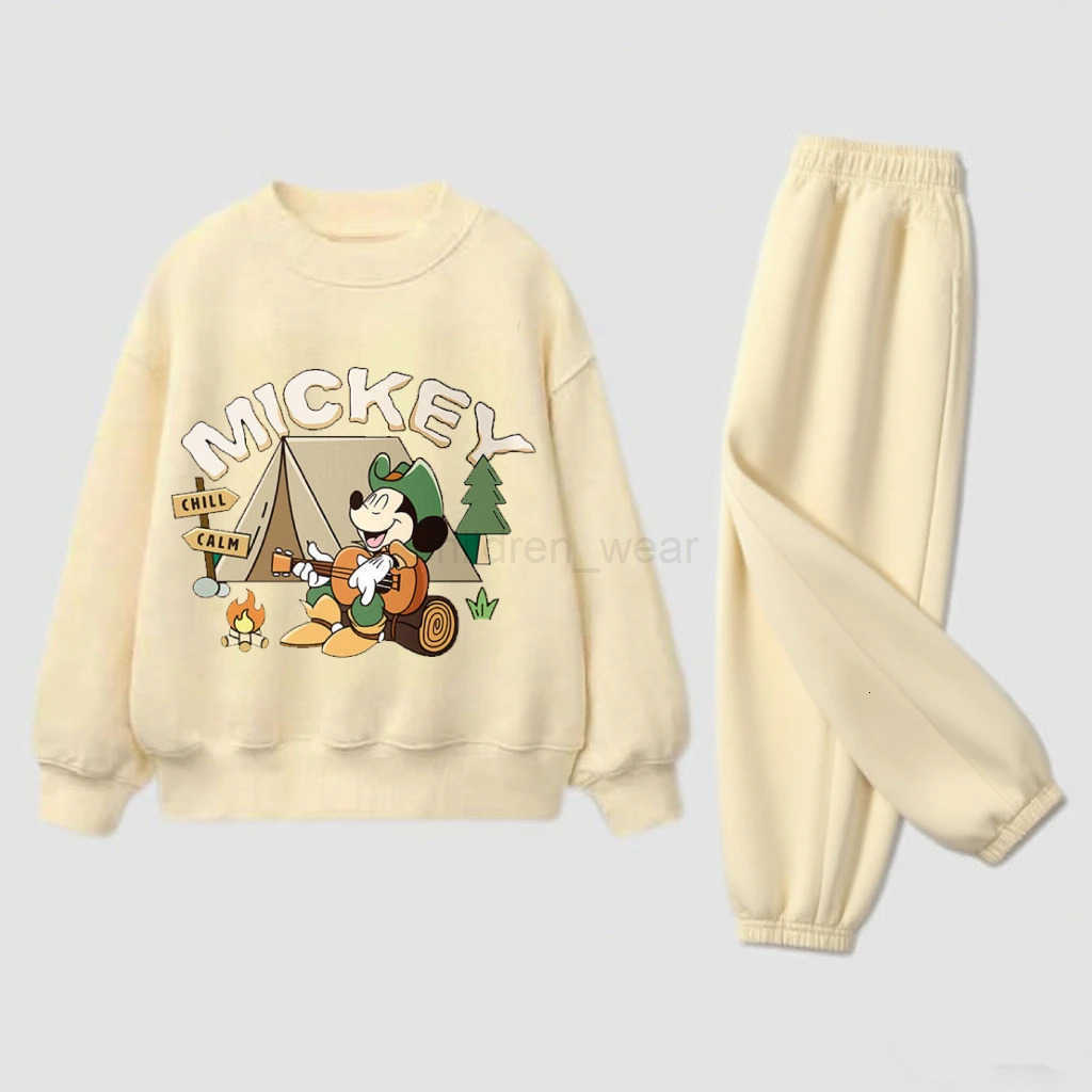 Disney Mickey Mouse SweatshirtsPants Twopiece Cartoon Printed Hoodie Loose Casual Trousers Kids New Spring Autumn Clothing Outfits H251022