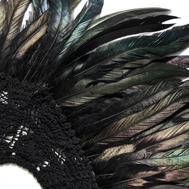 Women Natural Feather Cape Maleficent Costume Gothic Lacing Shawl Shrug Collar Feather Cape Halloween Cosplay Christmas Party 251016