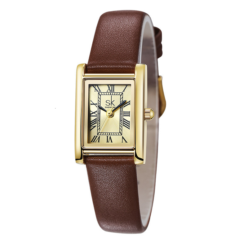 Designer Watch Small Square Watch Genuine Luxury Watch Leather Strap Women's Watch Roman Numerals Waterproof High-end Watch Women's Watch