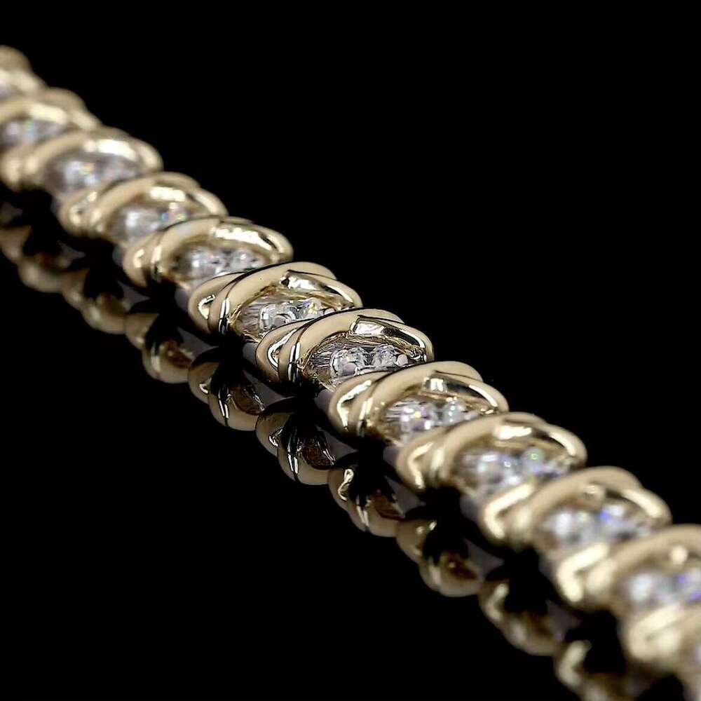 Premium High-Quality Silicon Stone Bracelet 14k Gold Round Brilliant Cut VVS2 Fine Jewelry Women's Gift