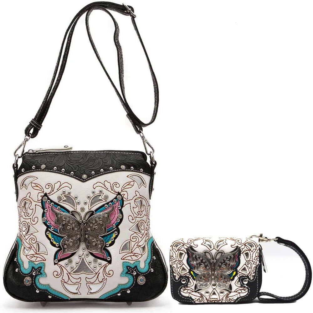Modern Ladies' Butterfly Flower Women's Crossbody Bag, Equipped With Adjustable Shoulder Straps And Mini Wallet Set, Suitable For Daily Comm