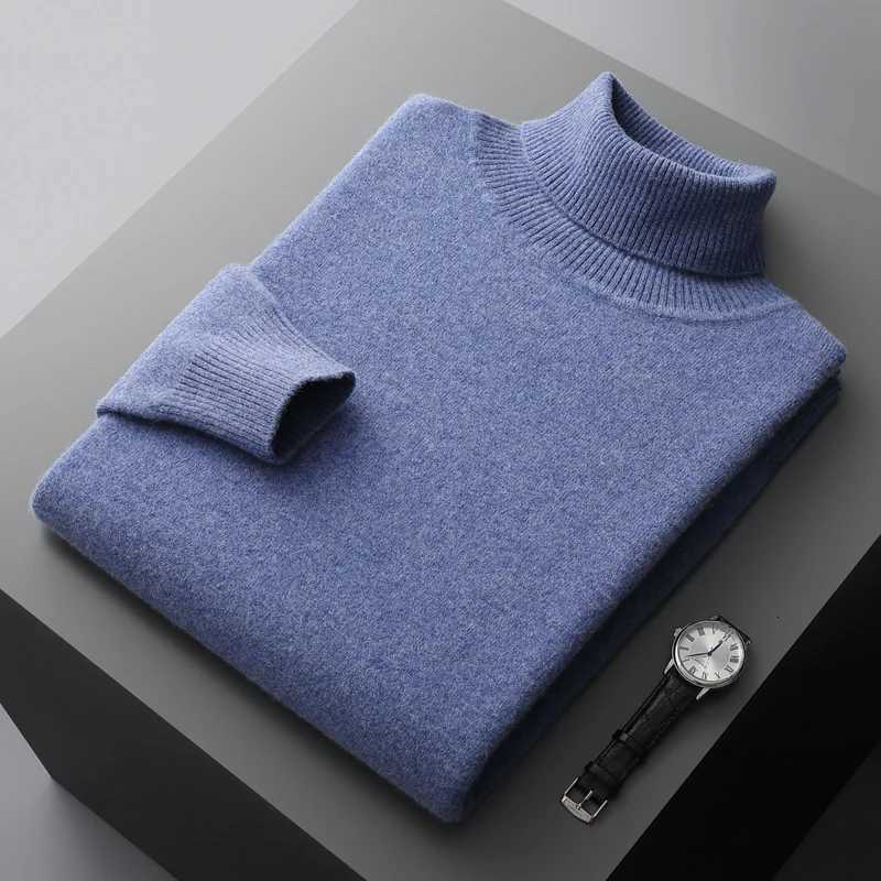 Autumn and winter new 100 merino cashmere sweater mens knitted pullover padded warm neck fashion loose plus size coatXJ251022