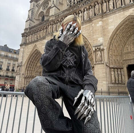 Trendy Brand Winter New Washed Vintage Personalized Embroidered for Men Street Gothic Style Double Hood Sweatshirt