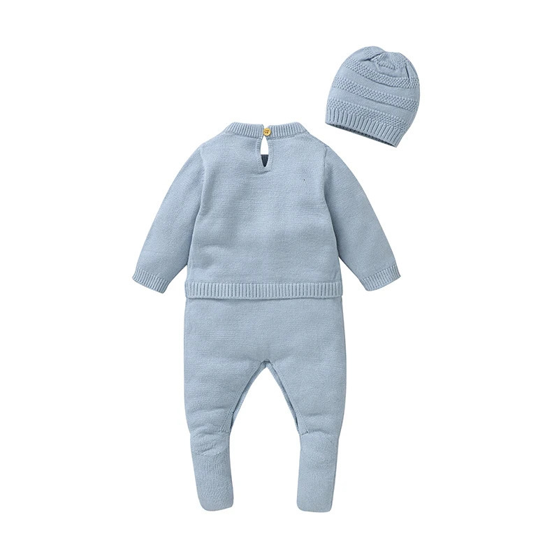 Sweet Autumn Winter Long Sleeve Baby Boys Girls Rompers Hat Outfits Soft Knitwear born Infant Bodysuit Jumpsuit Playsuit 251022