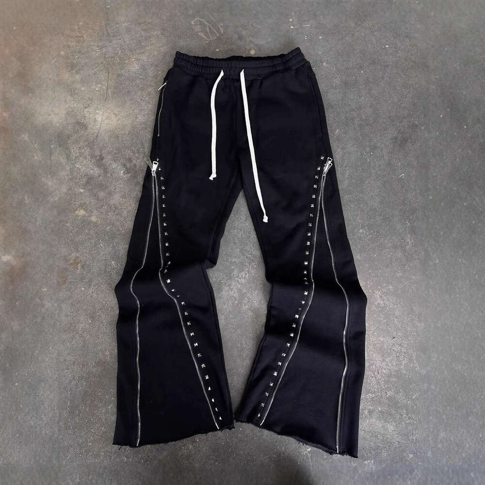 Early Spring New Long Pants Heavy Knit Zipper Design Street Style Niche Fashion Vintage Unisex Threaded