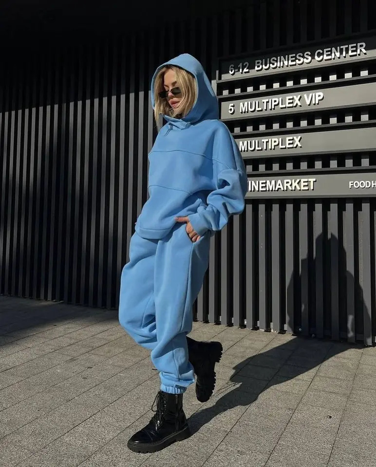 Autumn Winter Women Two Piece Set Tracksuits Set Oversize HoodiesSweatpants Warm Suits Pullover Sweatshirts Pants 2 Piece Set 251010