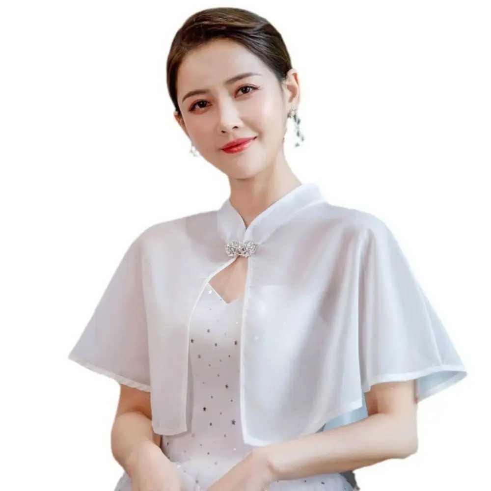 Chiffon Bride Wedding Dress Shawl Solid Color Transparent Evening Dresses Scarves Sunscreen Blouse Cloak Cheongsam Cape Cosplay J251118
