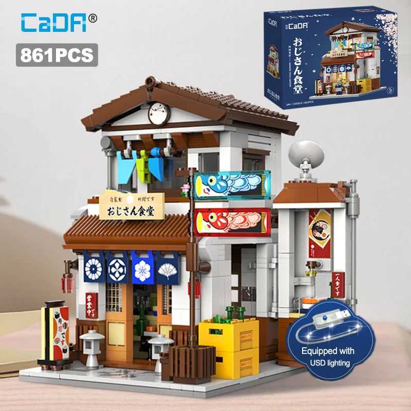 Cada LED City Japanese Style Canteen House Architecture Building Blocks Late Night Canteen Figures Bricks Toys for Kid Gifts J251022