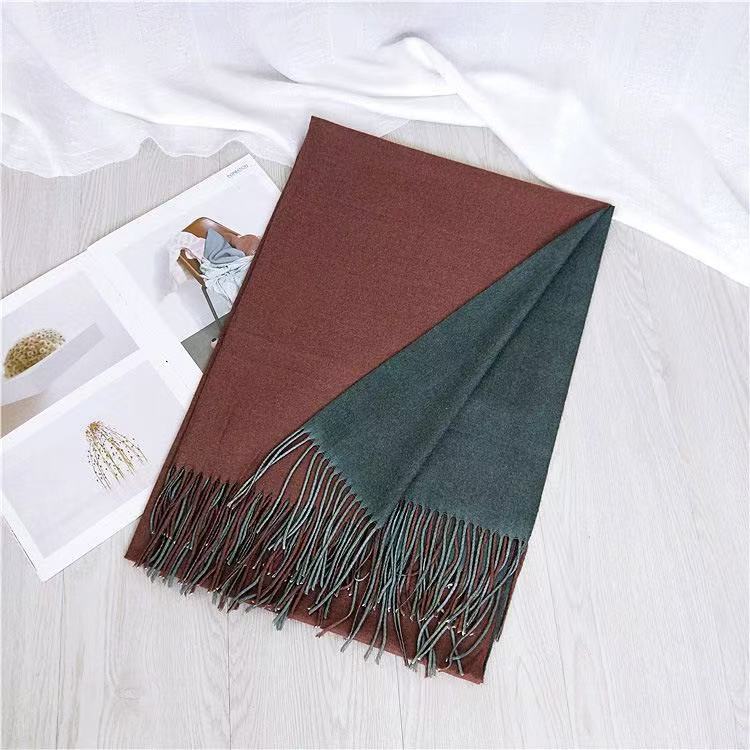 T2119 new two-color scarf women's spring and autumn winter double-sided warm shawl neck scarf