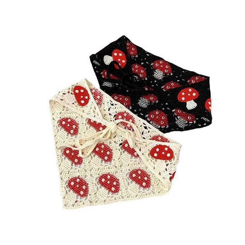 Korean Sweet Cute Handmade Crochet Hollow Triangle Headband Towel Women Spring and Summer Travel Literary Photo Hair Scarf V251022